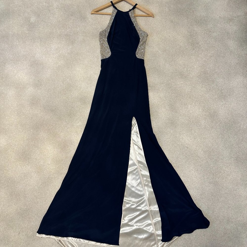 Prom Dress Dark Blue, Sequin, worn once Size 2